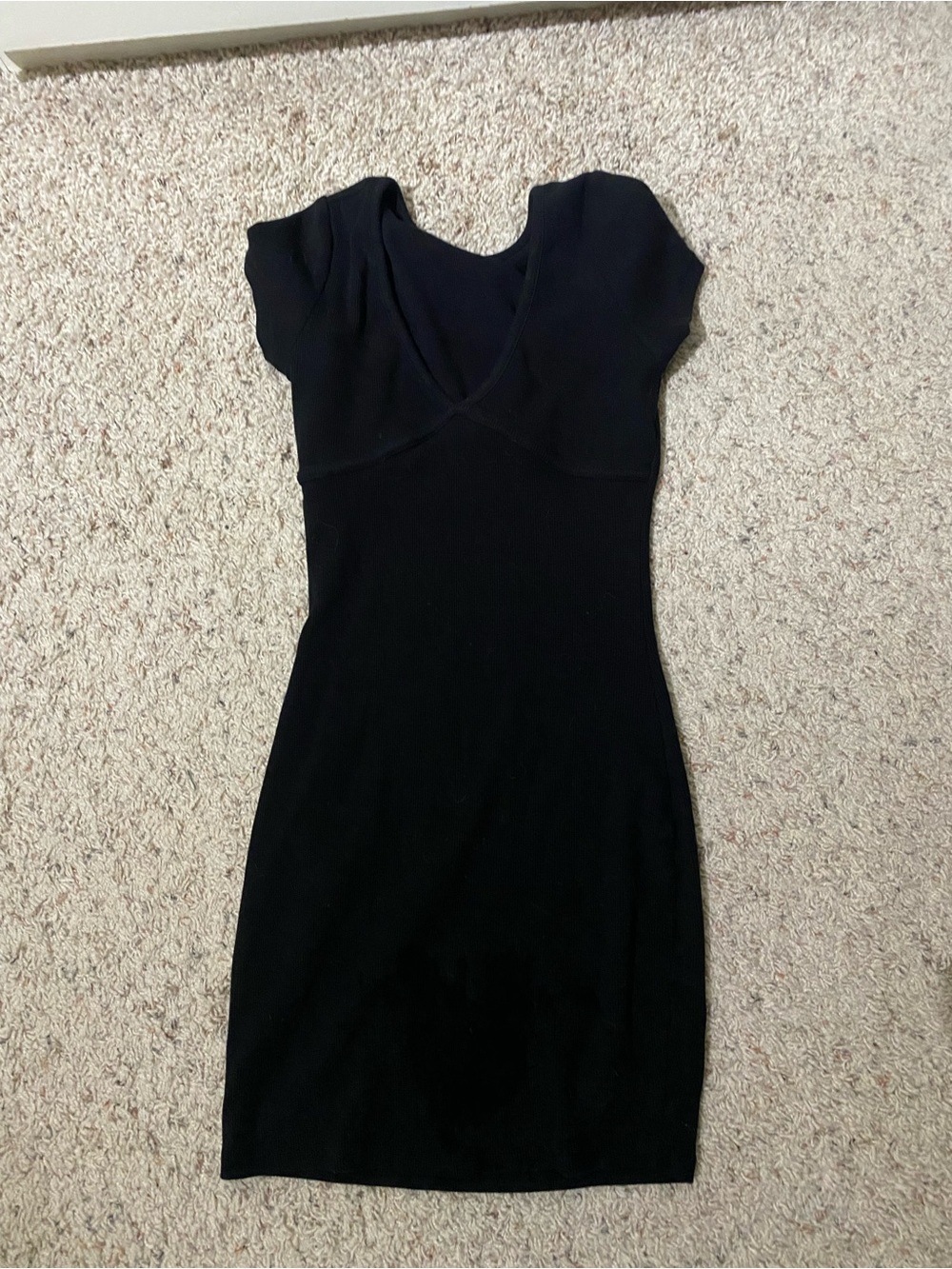 Garage Black V-Neck Cap Sleeve Mini Dress